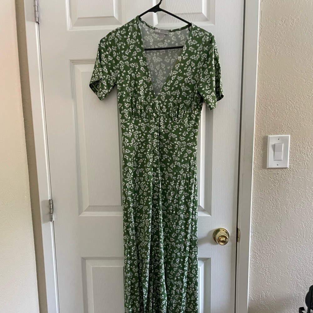 Green floral maxi dress